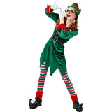 Christmas Elf Costume Adults Women Santa Elf Dress Up 7-Piece Set Cosplay Costume Fantasia Party Christmas Tree Outfit