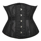 Women Waist Training Black Underbust Corset Top Basque Corselet Bustier Lingerie Belt