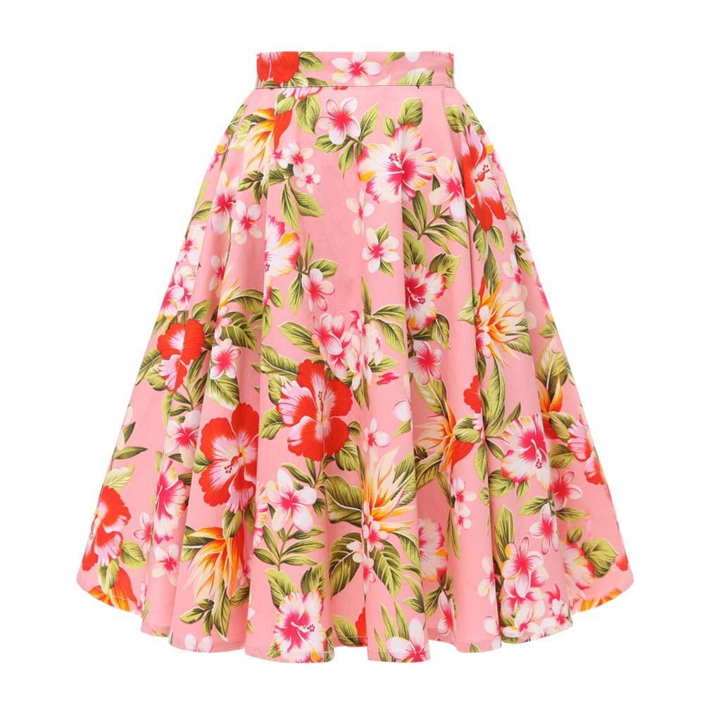 2023 Autumn High Waist Skirt Cotton Womens Polka Dot Floral Print Vinatge Swing Pinup Rockabilly 50s Retro Vintage Party Skirts