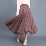 Women Korean Mesh A-Line High Waist Solid Casual Bohemia Skirts Outwear