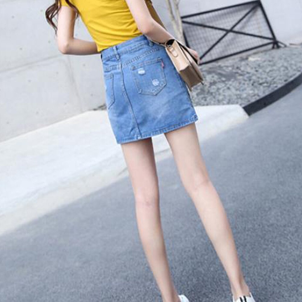 Harajuku Punk Y2K Denim Mini Straight Skirt Ladies Summer High Waist Jeans Shorts Skirts