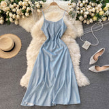 Sleeveless Spaghetti Strap Summer Dress Glitter Evening Party Elegant Midi Sexy Dress