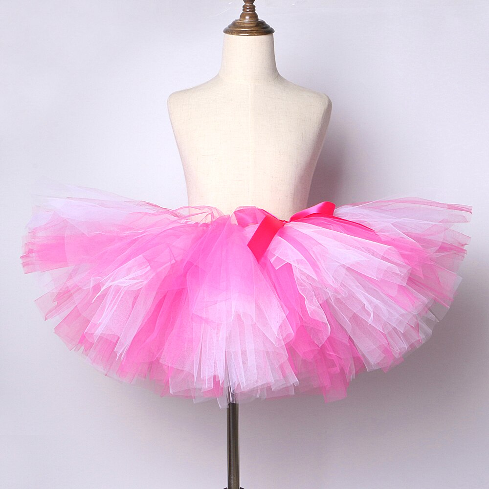 Hot Pink White Tutu Skirt for Girls Kids Birthday Costumes Princess Baby Girl Fluffy Tutus Children Tulle Skirts Ball Gown 0-14Y