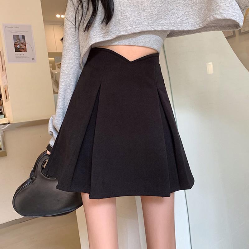 Ladies A-line Short Skirts Fashion Korean Style All-match Woolen High Waist Women Elegant Mini Skirt