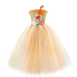 Flower Girl Tutu Dress Long Princess Fairy Costumes for Kids Girls Floor Tulle Dresses with Garland for Wedding Birthday Party