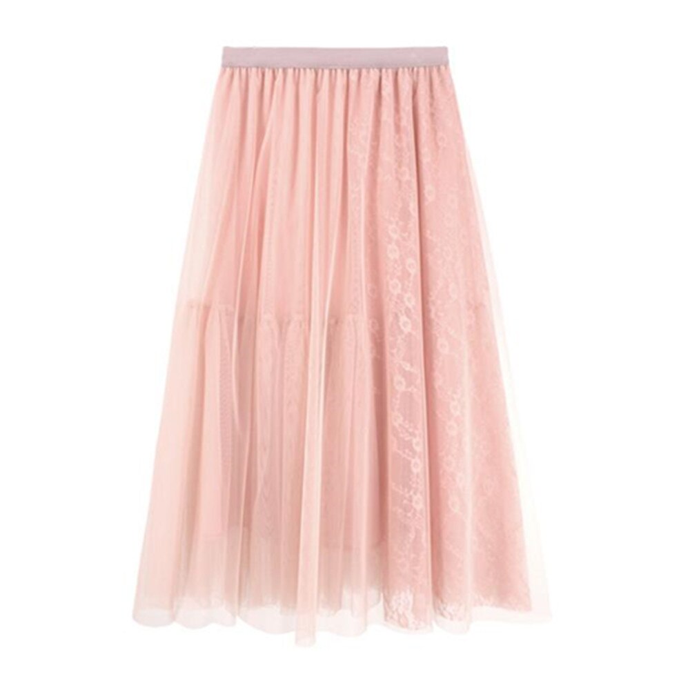 Vintage Large Swing Tulle Women Summer Korean Black Long High Waist A-Line Skirt