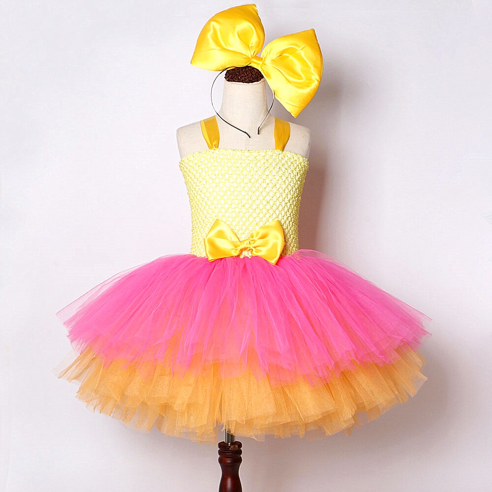 3 Layers Lol Surprise Girls Tutu Dress with Big Bow Headband Lol Doll Costumes for Girl Kids Christmas Holiday Dresses New Year