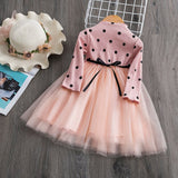 Spring Winter Dresses For Baby Girls Long Sleeve Polka Dot Tutu Ball Gown Toddler Kids Children Elegant Birthday Party Clothes