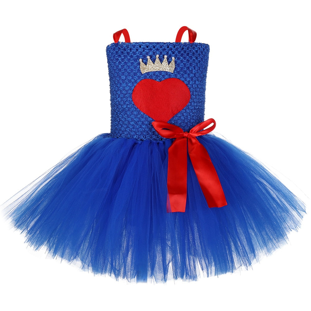 Royalblue Princess Evie Costume for Girls Kids Descendant Tutu Dress Evil Queen Halloween Costumes for Children Tulle Outfit