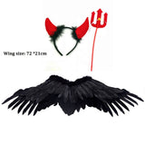 Demon Devil Feather Wing Triangle Fork Headwear Set  Cosplay  Photo Props Wedding Birthday Party home decor Christmas New Year