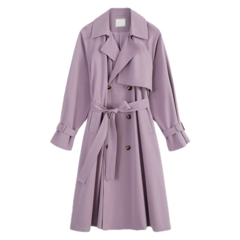 Autumn Women Trench Classic Casual Loose Belt Coat Chic Double Breasted Long Trench Outwear