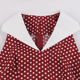 Turn-Down Collar Sleeveless Polka Dot Vintage Rockabilly Summer A-Line Robe Cotton Retro Dress