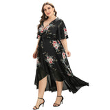 Floral Print Summer 5XL Plus Size Women Boho V Neck Ruffle Long Bohemian Party Wrap Dresses