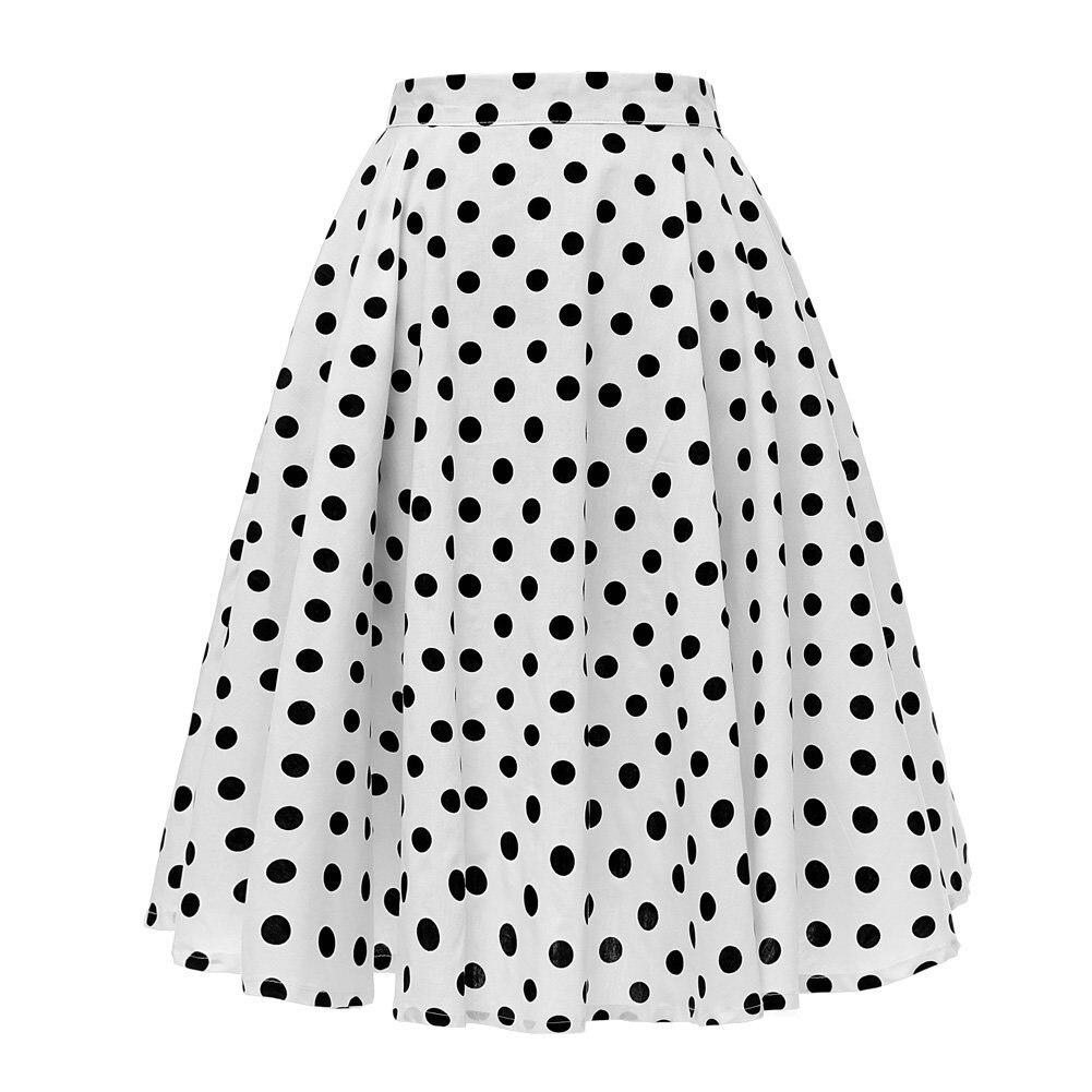 2023 Autumn High Waist Skirt Cotton Womens Polka Dot Floral Print Vinatge Swing Pinup Rockabilly 50s Retro Vintage Party Skirts