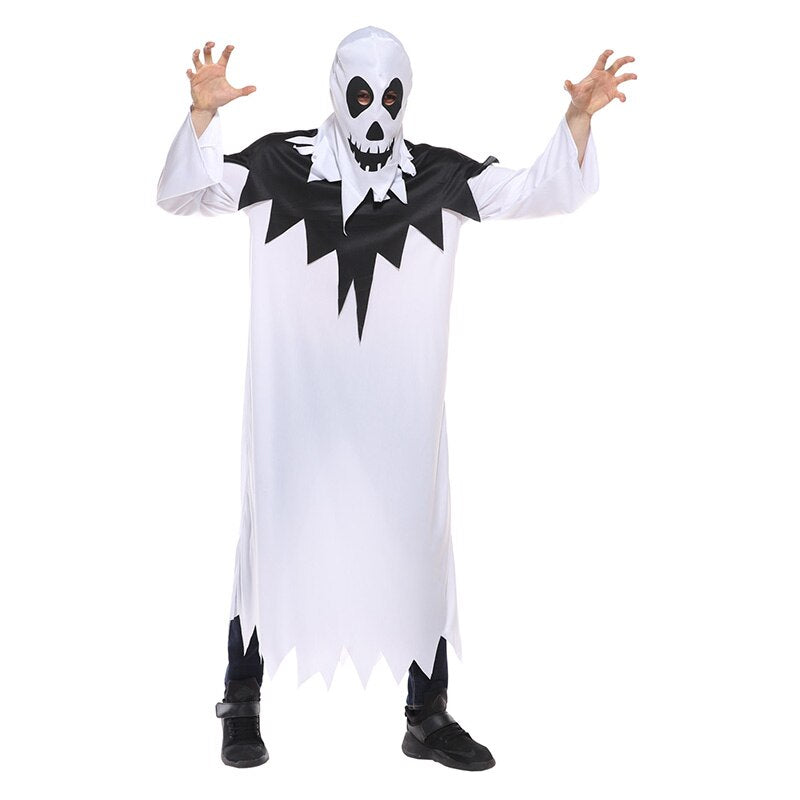 Halloween Family Matching Kids Adult White Robe Ghost Costume Boys Men Carnival Party Fancy Cosplay Clothes