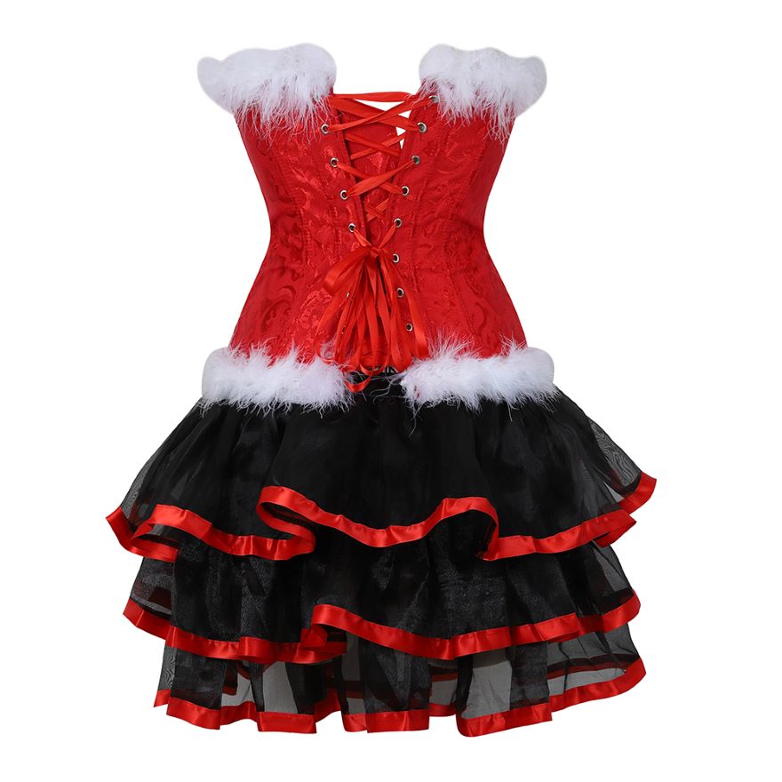  Gothic Costume White Satin Red Stripes Burlesque Corset Waist  Training Overbust : Clothing, Shoes & Jewelry