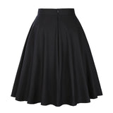 Solid Color Cotton Womens High Waist A-line Vintage Skirt Ladies Casual Black Plus Size Rockabilly Skirts Swing School Clothing