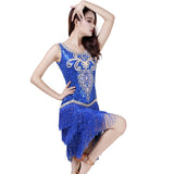 O Collar Sleeveless Beads Sequin Fringe Latin Dance Dress Competition Outfits Swing Tango Ballroom Jazz Party Costume