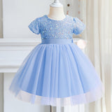 Girls Dresses For Kids Wedding Birthday Princess Tulle Mesh Sequin Tutu Prom Gown Elegant Party Children Christmas Clothes 3-8Y