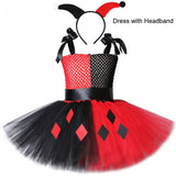 Red Black Girls Tutu Dress Kids Halloween Costumes for Children Holidays Costume Princess Girl Joker Cosplay Dresses Outfit 1-12