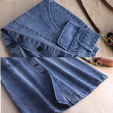 Long Denim Summer Korean High Waist Button Midi Skirt Women Elegant A Line Jeans Skirts