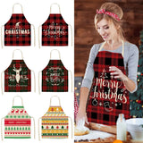 Linen Merry Christmas Apron Decorations for Home Kitchen Accessories Natal Navidad New Year Gifts