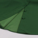 Square Neck Single-Breasted Bow Vintage Green A-Line Midi Short Sleeve Pinup Dress