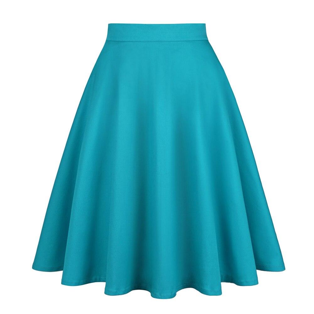 2021 Spring Summer Casual Women Midi Skirt Yellow Solid Pure Color High Waist School Retro Vintage 50s 60s Cotton Summer Skirts