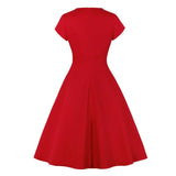 Cut Out Wrap Bust High Waist Women Elegant Solid Rockabilly Vintage 50s Style Ladies Slim Midi Dress