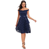 Lace Strapless Off Shoulder V Neck Swing Formal Gowns Runway Evening Party Dress