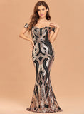 New Elegant Off Shoulder White Sequin Evening Dress Women Party Maxi Dress