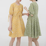 spring new Korean version of Japanese literary floral short-sleeved dress