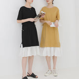 spring and summer new Korean version of the Japanese small fresh fake two-piece dress