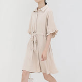 spring new Korean version of temperament fresh casual solid color Polo collar dress