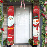 1set Door Banner Merry Christmas Santa Snowman Hanging Banner Supplies New Year Home Xmas Decor