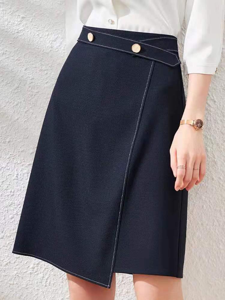 Irregular High Waist A-line Women Simple Slim Office Lady One Step Skirts