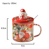 Christmas Mugs Ceramic Santa Claus Coffee Mug with Lid and Spoon Christmas Decoration Office Home Milk Cup New Year Gifts