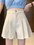 High Waist Office Lady Pleated Suit Shorts Summer Korean Style Casual Solid Color All-match Mini Pants