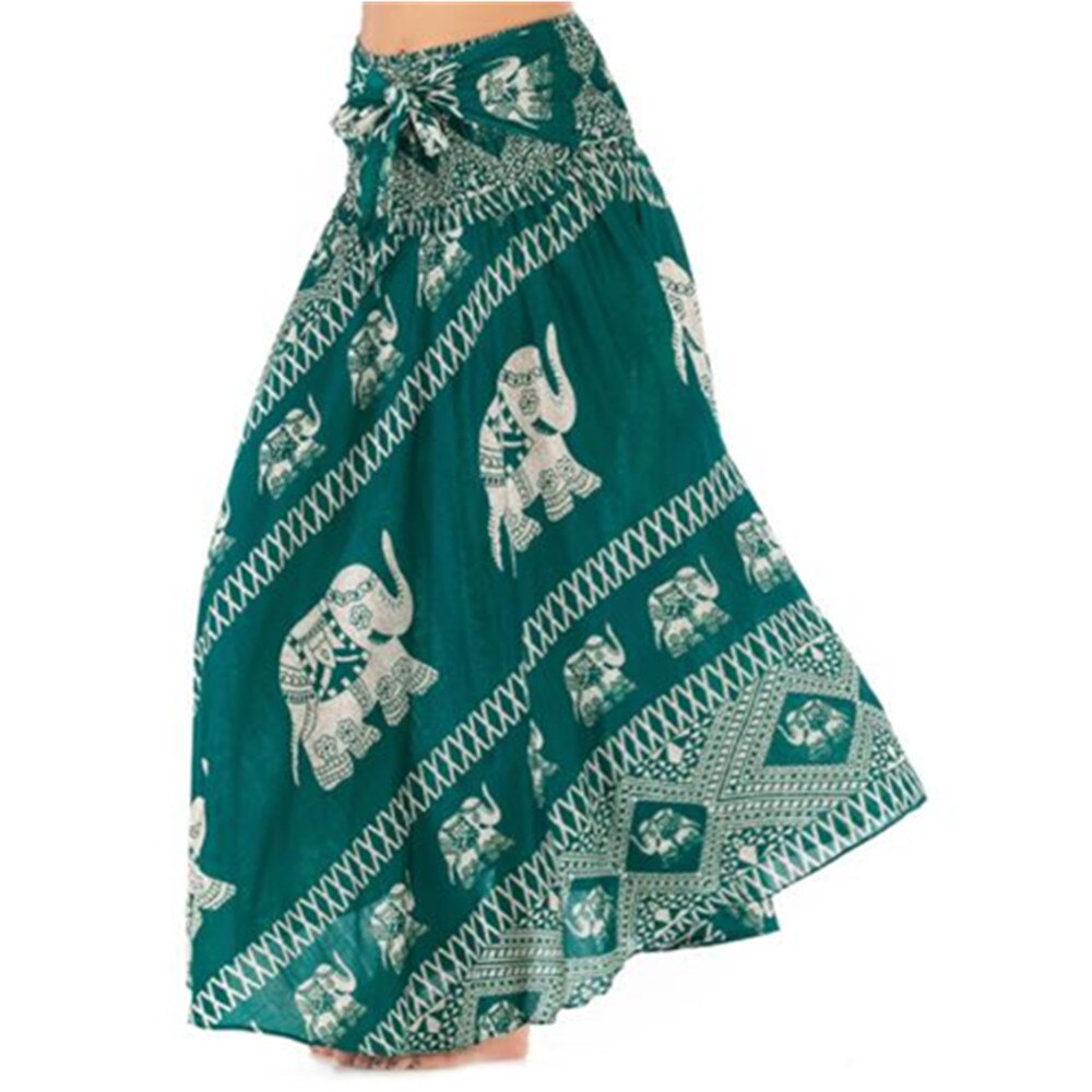 Printed Summer Floral Casual Sexy Beach Boho Long Maxi Skirt Bohemian Pleated Women Chiffon Skirts