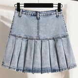 Mall Goth High Waist Mini Skirts Women Harajuku Vintage Sexy Pleated Denim Skirt Shorts Bottoms Clubwear