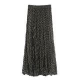 Vintage Plaid Print High Waist Stretchy Pleated Long A-Line Skirts Women Boho Beach Maxi Skirt