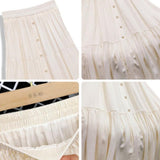 Summer Korean Casual Midi Long Women Button Large Swing A Line Skirt High Waist Mid-length Skirt