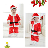 Kids Christmas Santa Claus Costume Children Cosplay Carnival Party Fancy Baby Xmas Outfit Dress Pants Top Hat Set For Girls Boys