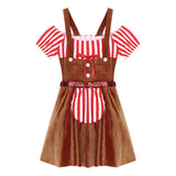 Women Gingerbread Costume Oktoberfest Outfits German Bavarian Dirndl Dress Halloween Fancy Dress Theme Party Dress Up