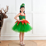 Green Christmas Elf Cosplay Costumes for Children Girls Christmas Party Tutu Dress Kids Festival Elf Santa Claus Costume Disfraz