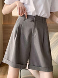 Solid Color Casual Women Suit Shorts Summer Elastic High Waist Loose All-match Short Pants