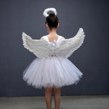 White Angel Heaven Christmas Fancy Costume for Girls Cosplay Halloween Party Tutu Dress Princess Fairy Kids Outfit
