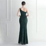 Sexy Slit Feater Evening Dress Women Slash Neck Sequin Party Maxi Dress Long Prom Dress