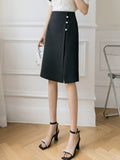 High Waist Elegant Women Korean Style All-match Office Lady Knee-length A-line Skirts
