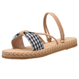 Linen Platform Summer Slippers Women Bow Open Toe Non Slip Beach Woman Thick Bottom Gladiator Sandals